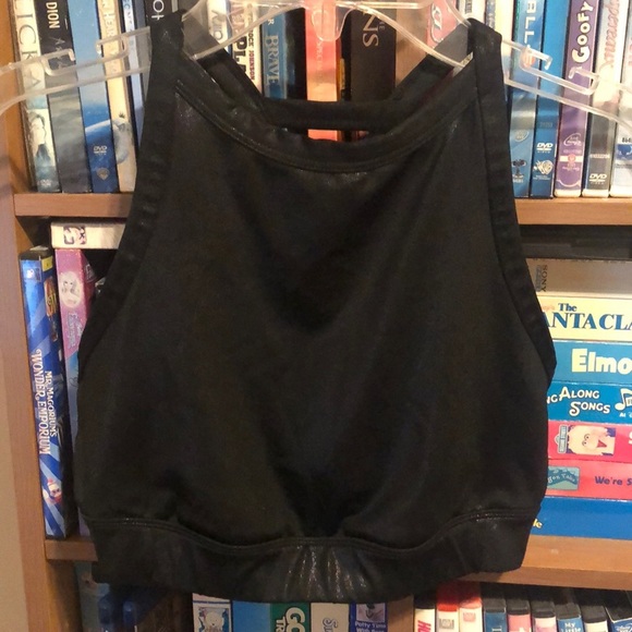 JoyLab Black Metallic Shimmer High Neckline Sports Bra Sz XS - Picture 5 of 7